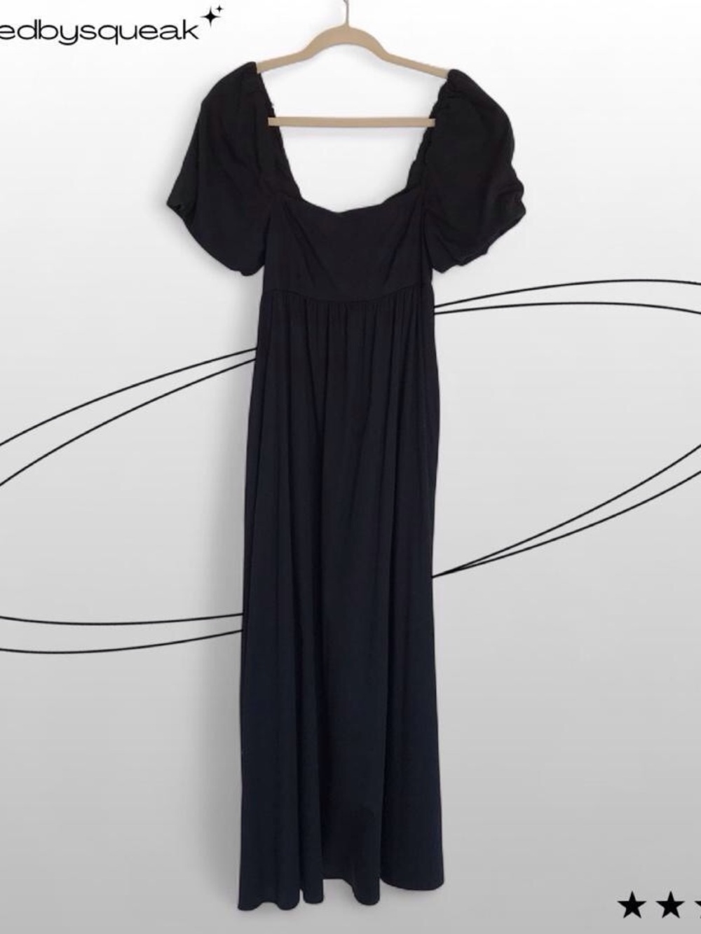 Forever 21 Black Puff Sleeve Maxi Dress Small Boho Elevated Minimalist